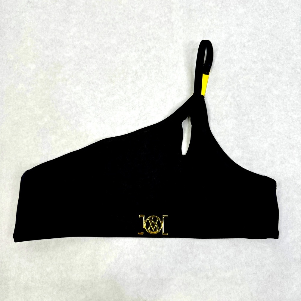 VICTORIA’S SECRET Black One-Shoulder Bikini Set with Gold Hardware - Sz M - Picture 4 of 10